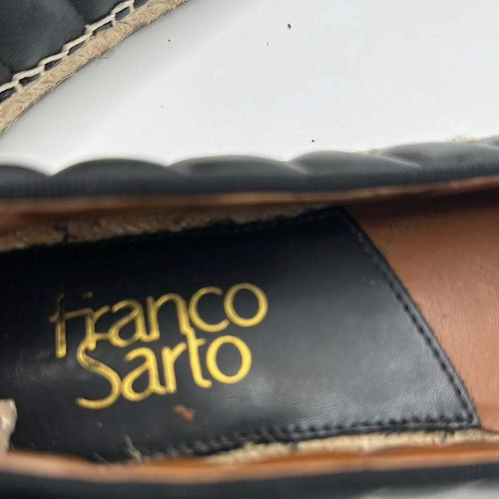 Franco Sarto Sz 6 Black Espadrilles‎ with Quilted Design